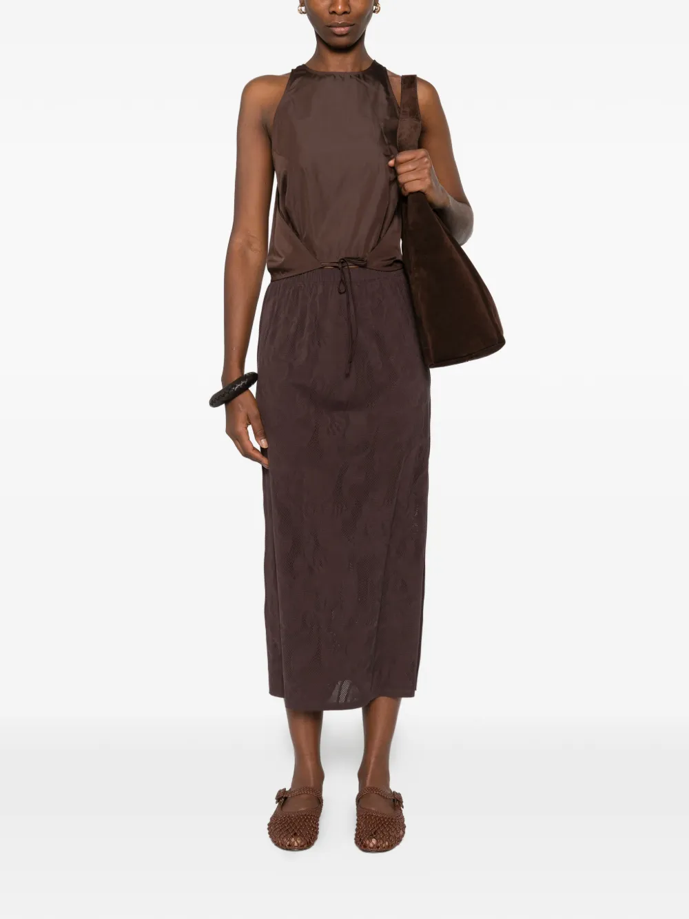 Pleats Please Issey Miyake A-Poc Hopping midi skirt - Bruin