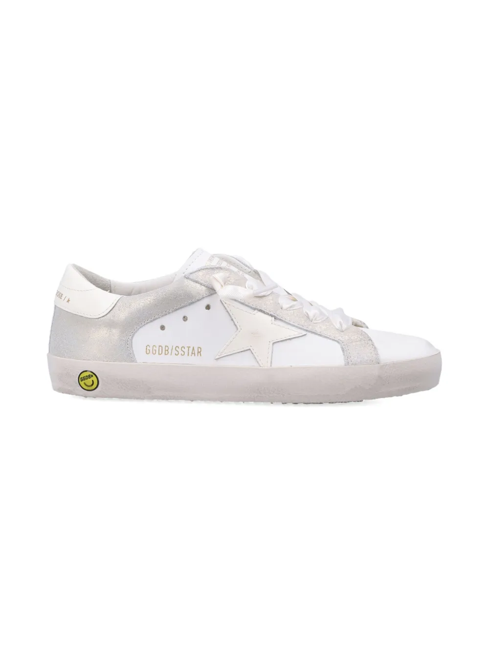 Golden Goose Kids Super-star Leather And Laminated Suede Sneakers In White