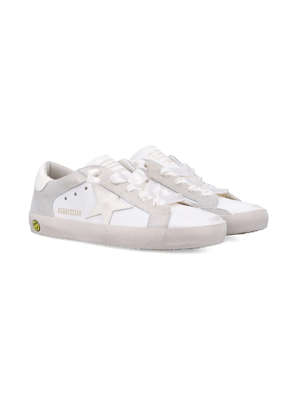 Golden Goose Kids Super-star Leather And Laminated Suede Sneakers In White