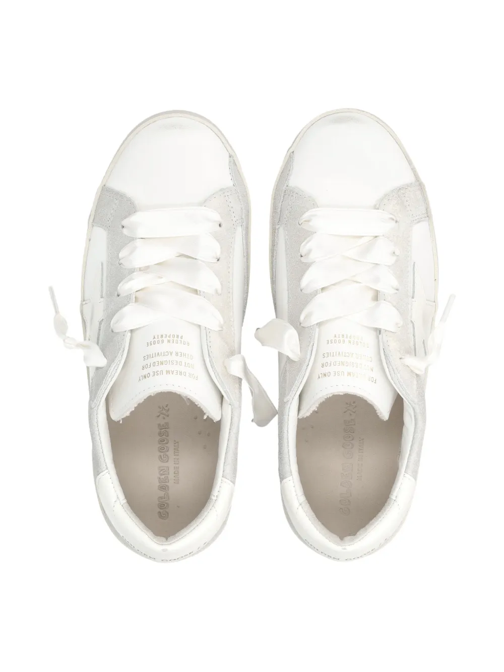Golden Goose Kids Super-star Leather And Laminated Suede Sneakers In White