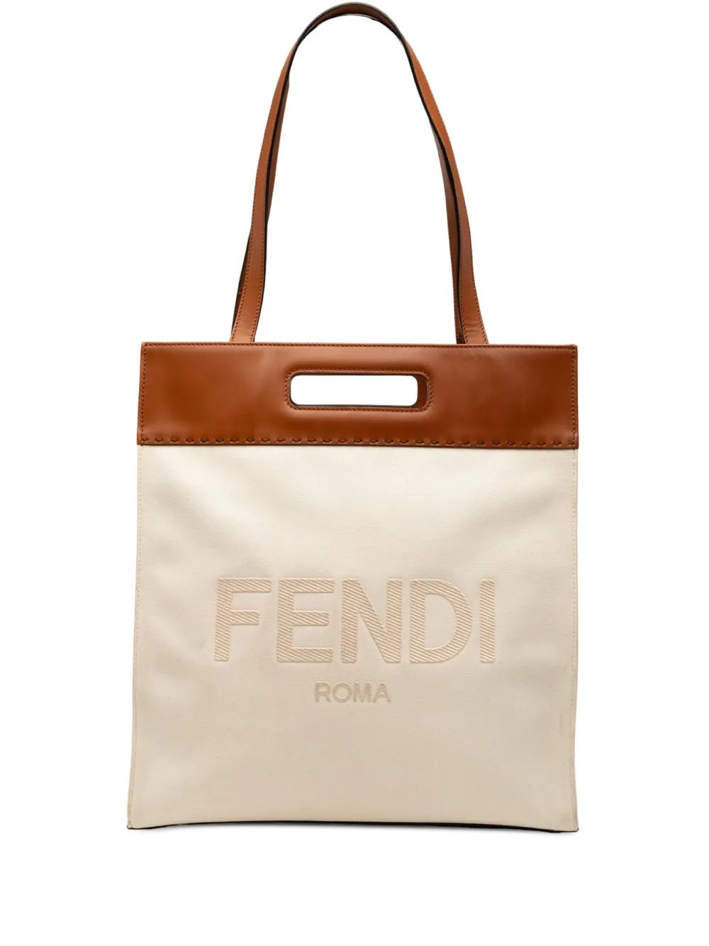 Fendi Pre-Owned 2000-2010 Bicolor Canvas and Leather Sunshine Shopper tote bag | Brown | Image 1