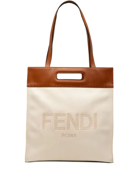 Fendi Pre-Owned 2000-2010 Bicolor Canvas and Leather Sunshine Shopper tote bag