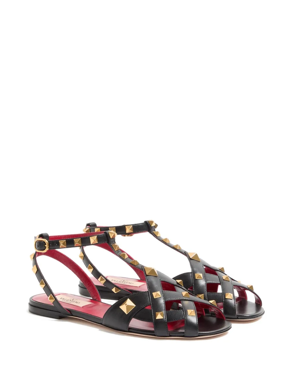 Valentino Studdy Leather Sandals In Black