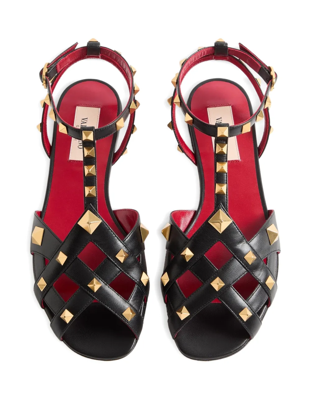 Valentino Studdy Leather Sandals In Black