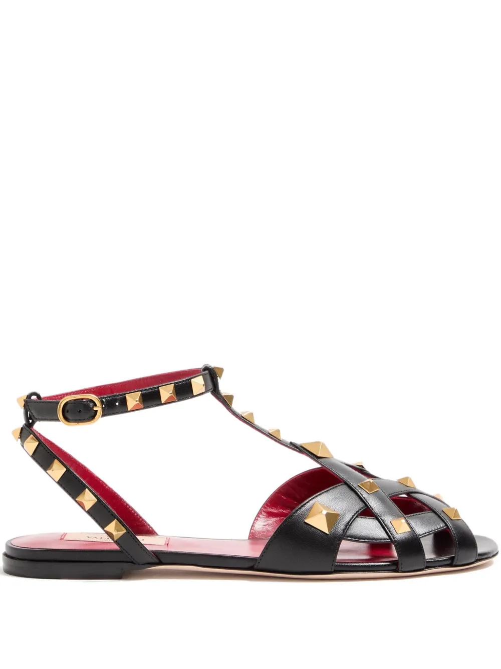 Valentino Garavani Studdy Leather Sandals In Black