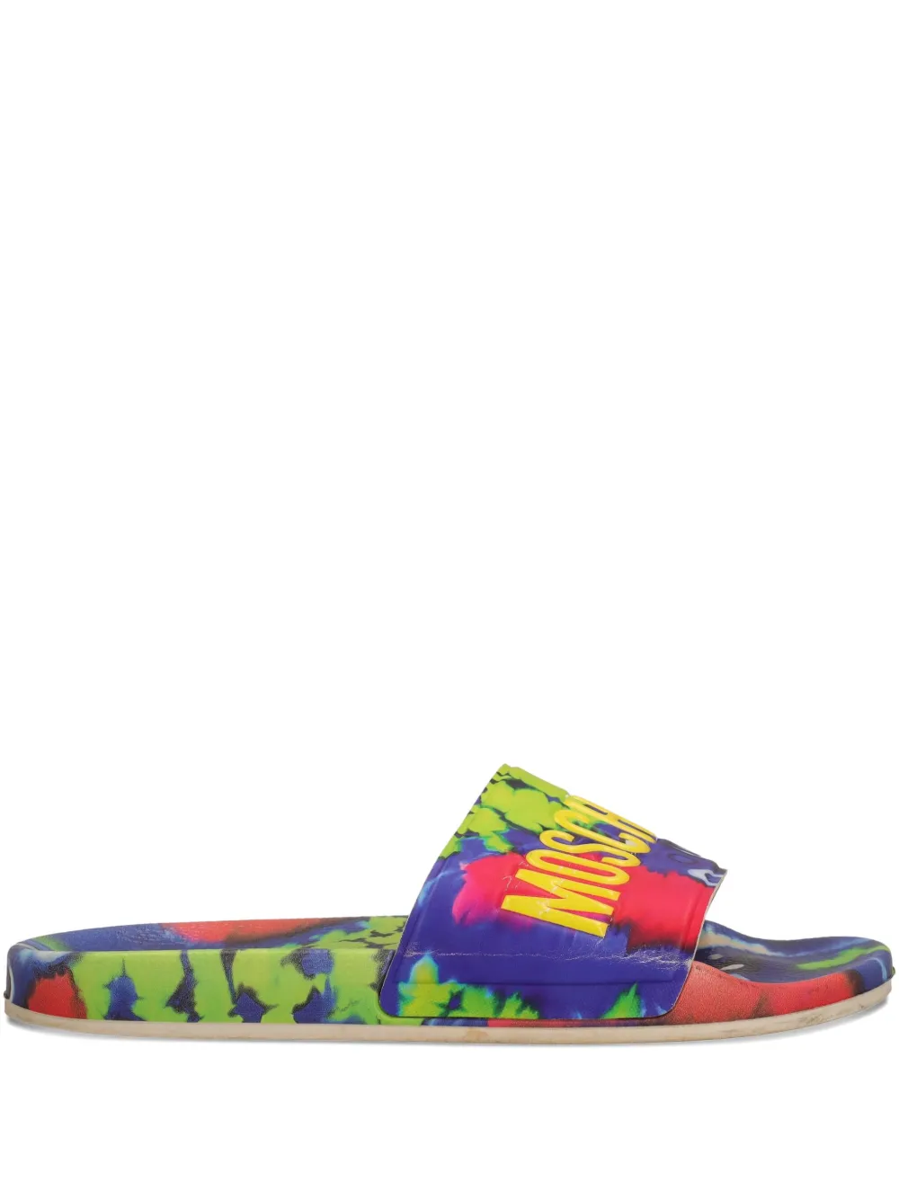 Moschino Pre-Owned logo-strap tie-dye slides | Blue | Image 1