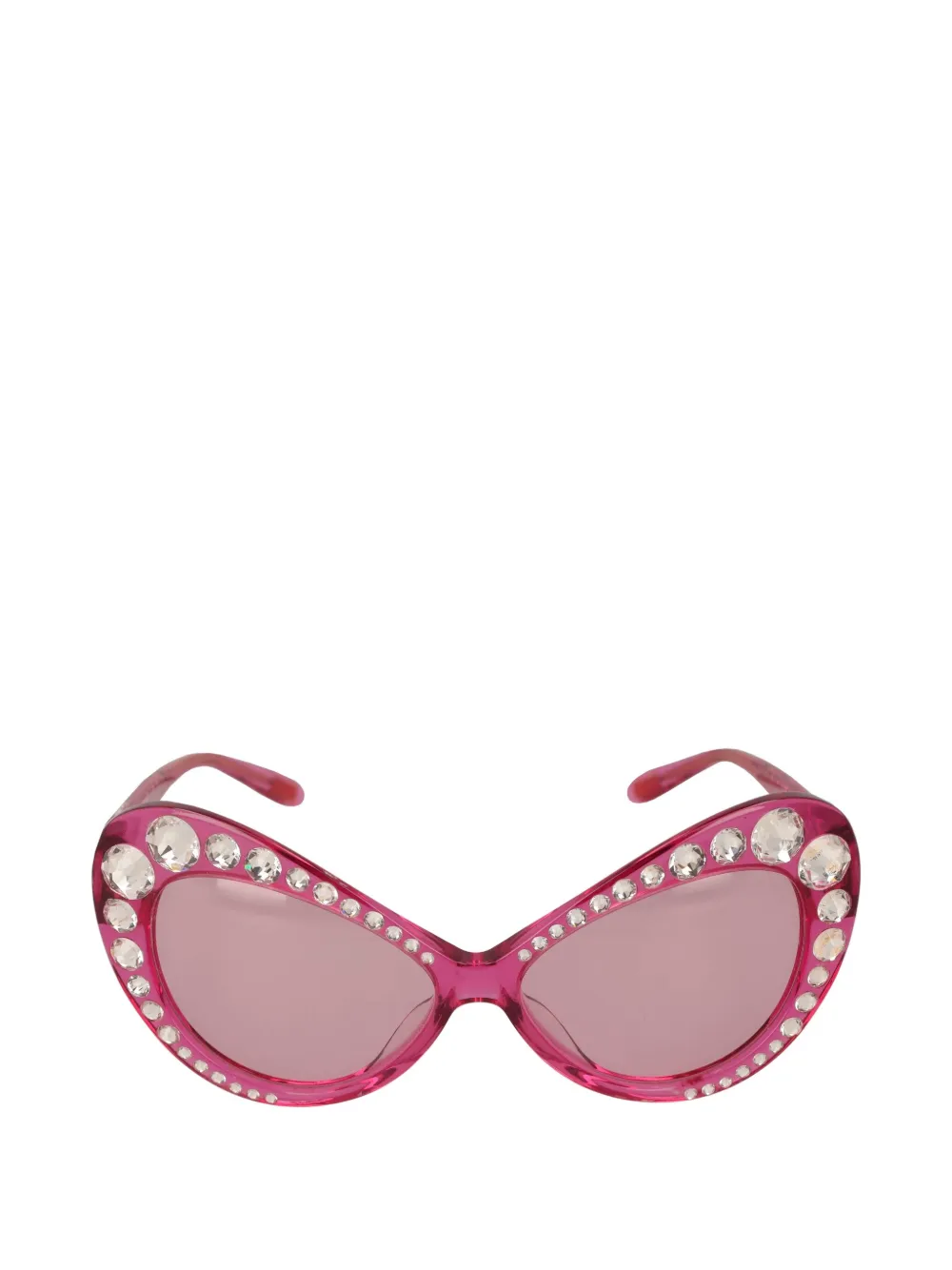 Moschino Pre-Owned crystal-embellished cat-eye sunglasses - ピンク