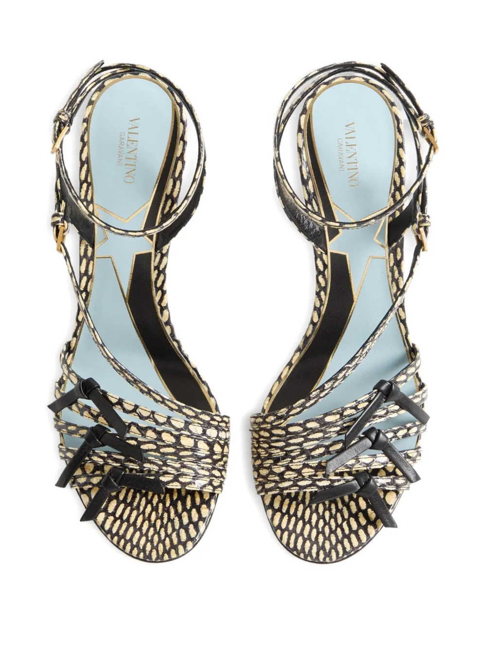 Valentino 100mm Nodine Elaphe Strap-detailed Sandals In Multi
