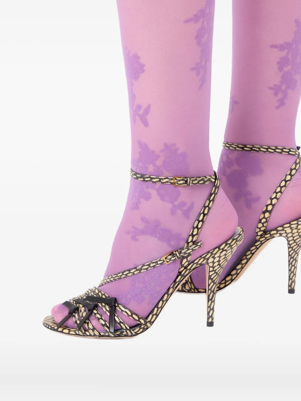 Valentino 100mm Nodine Elaphe Strap-detailed Sandals In Multi