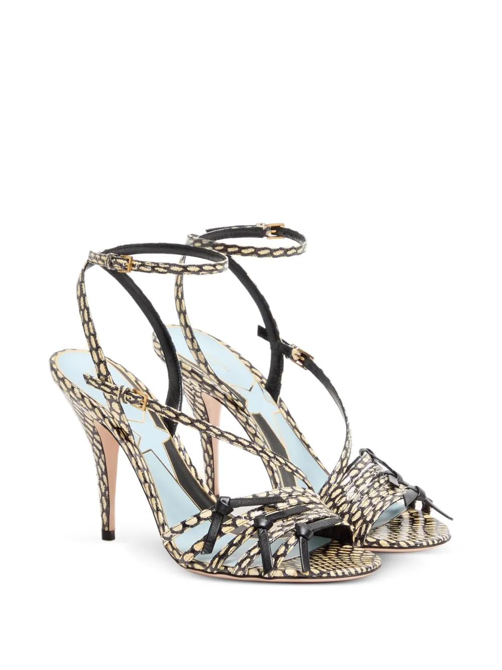 Valentino 100mm Nodine Elaphe Strap-detailed Sandals In Multi