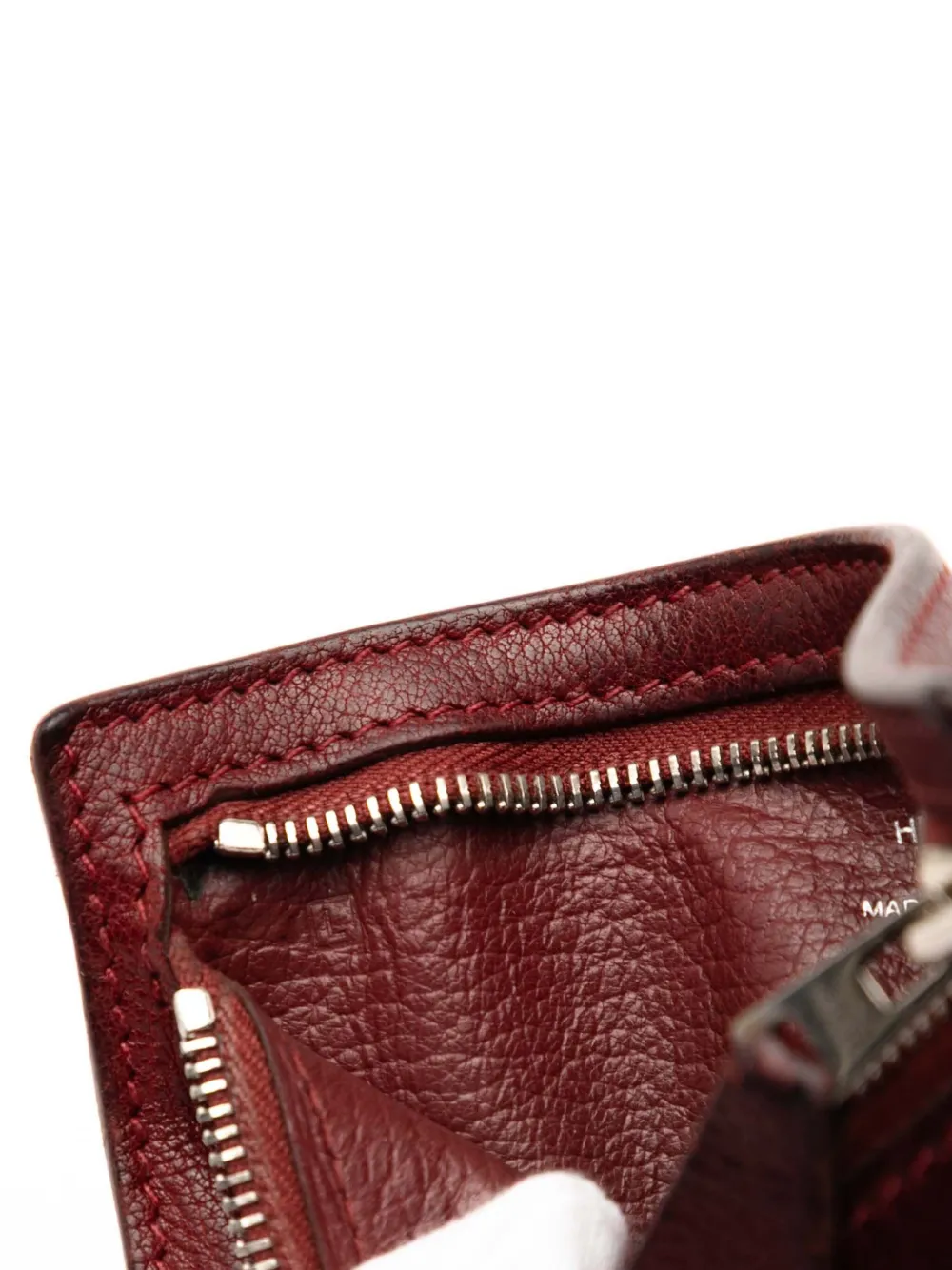 HERMES Pre-owned 2008 Leather Zip Purse Coin Pouch In Red