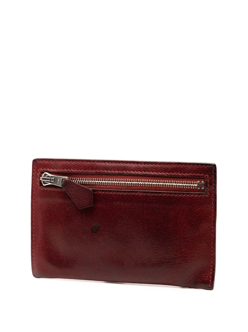 HERMES Pre-owned 2008 Leather Zip Purse Coin Pouch In Red