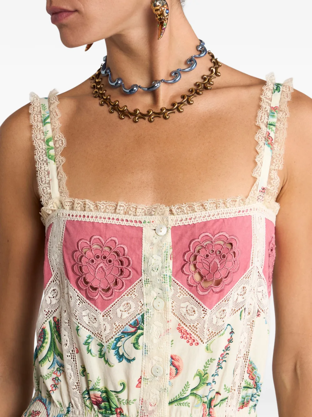 ETRO Midi-jurk met bloemenprint Beige