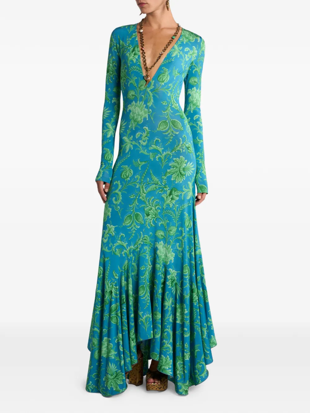 ETRO floral-motif maxi dress - Blauw