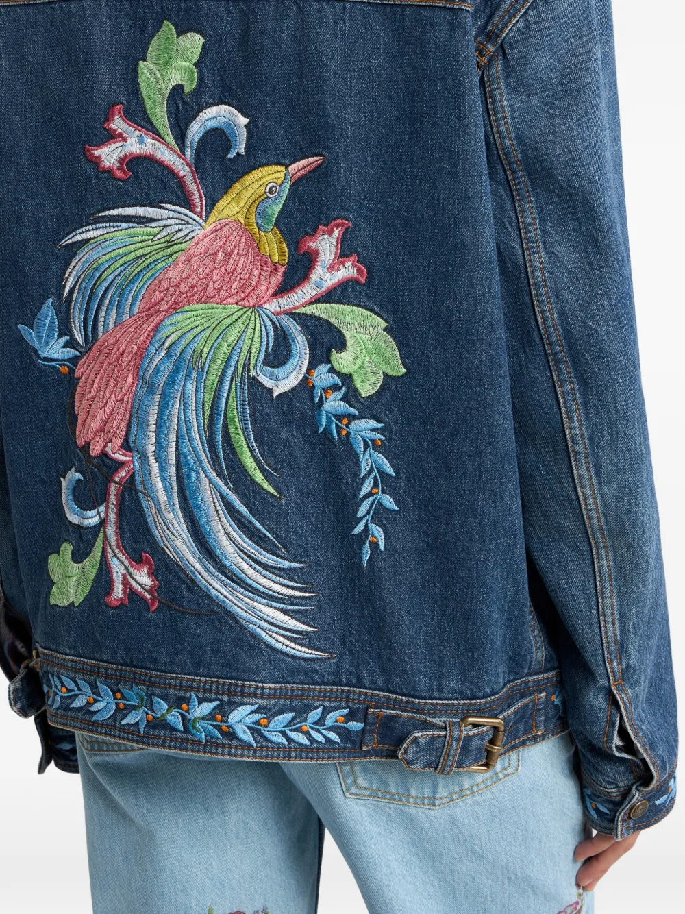 ETRO Denim jack met borduurwerk en rits Blauw