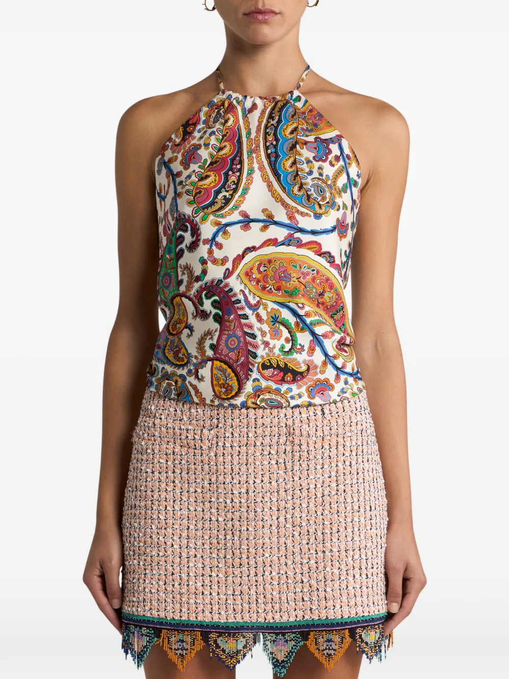floral paisley halterneck blouse