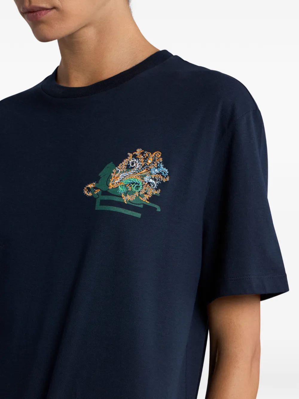 ETRO T-shirt met geborduurd logo Blauw