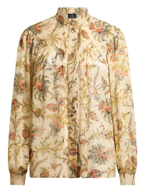 ETRO silk dotted swiss shirt with floral motif