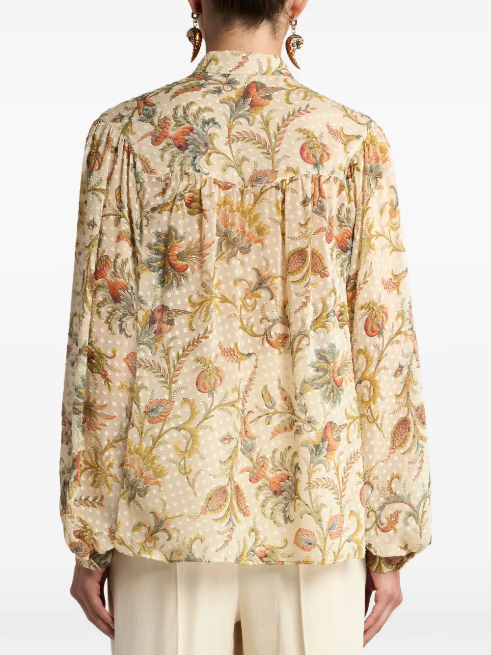  Etro Dotted-effect Floral Top - Neutrals 