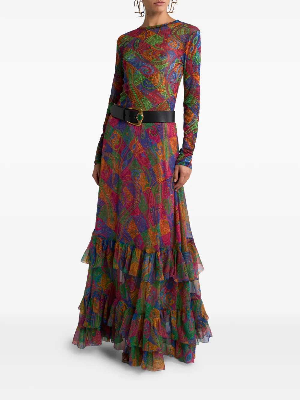 Etro Crepe Paisley Silk Midi Skirt In Multi