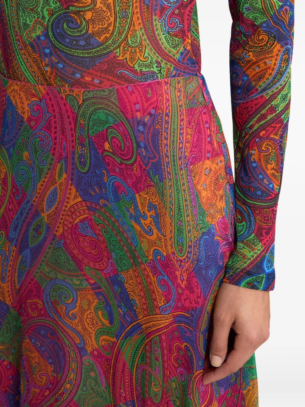 Etro Crepe Paisley Silk Midi Skirt In Multi