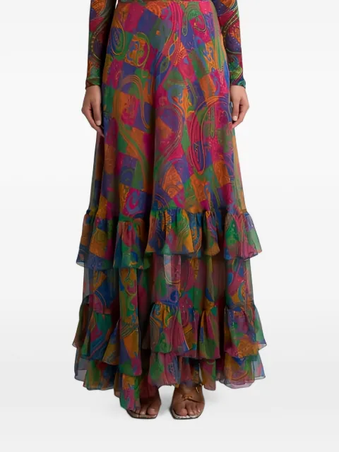 ETRO crepe paisley silk midi skirt