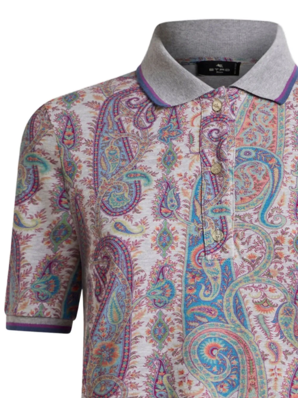 ETRO Piqué katoenen poloshirt met paisley-patroon Grijs