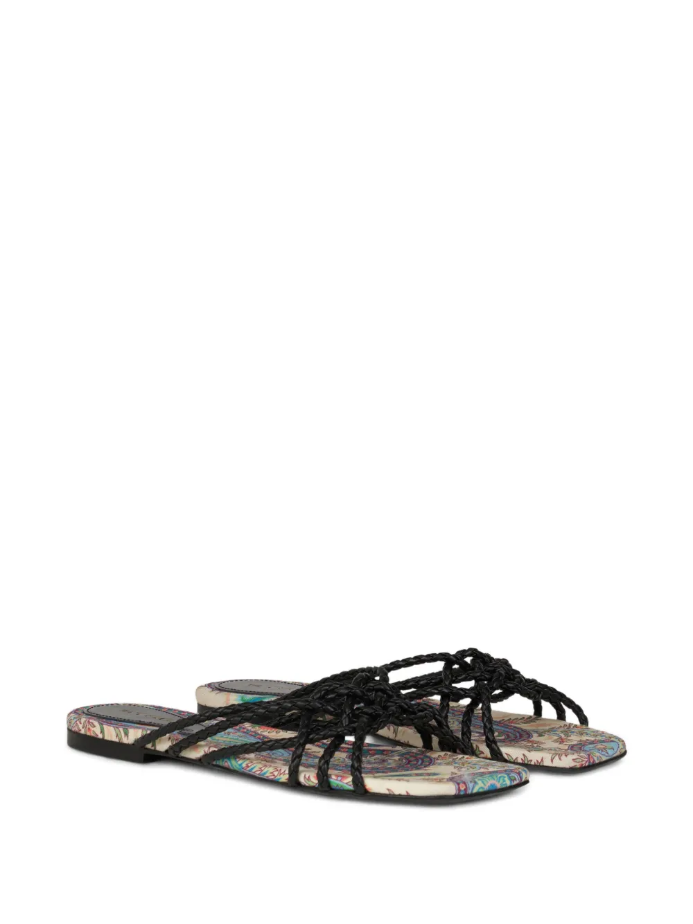 ETRO Geweven leren sandalen met paisley-print Zwart