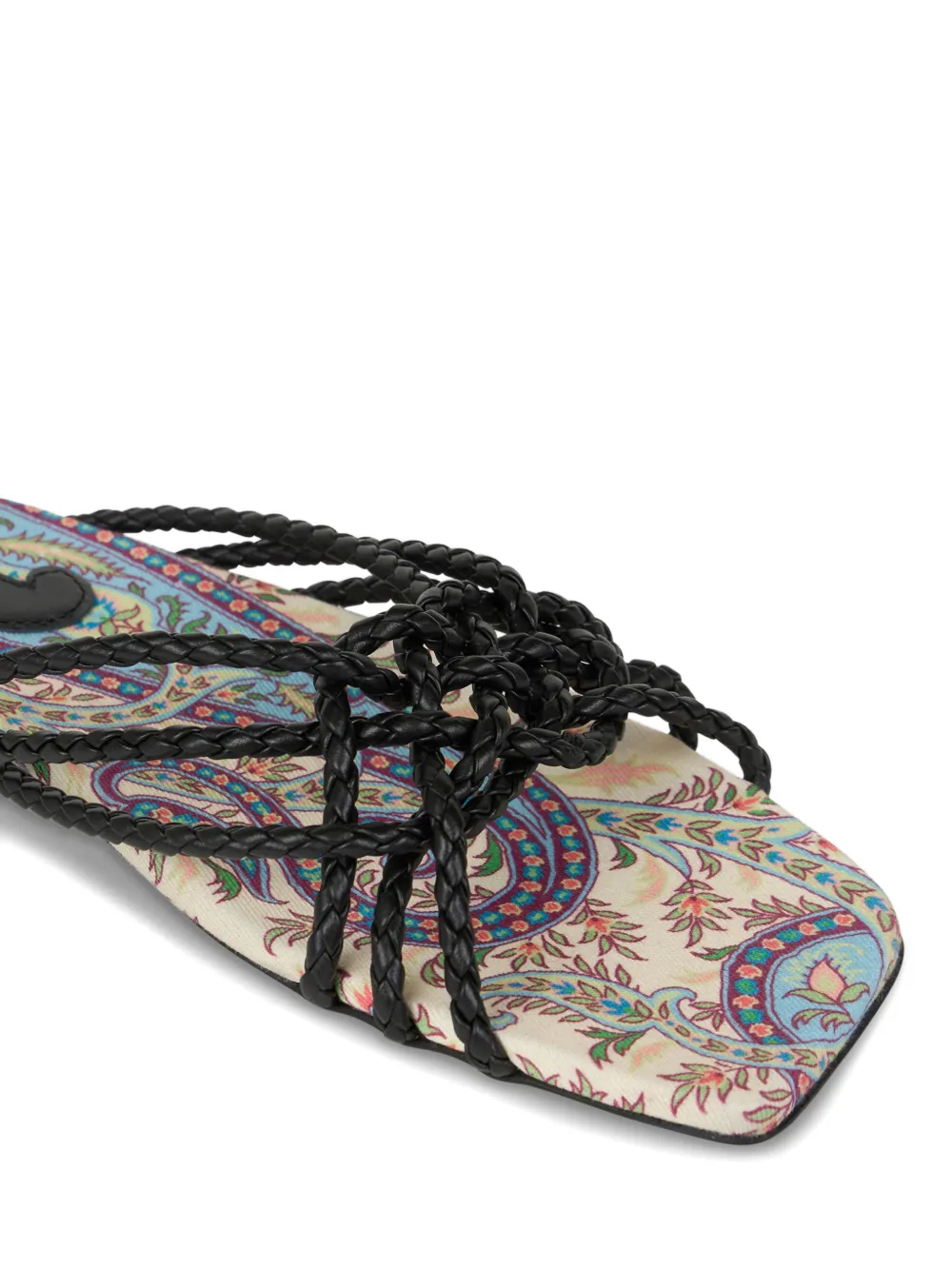 ETRO Geweven leren sandalen met paisley-print Zwart