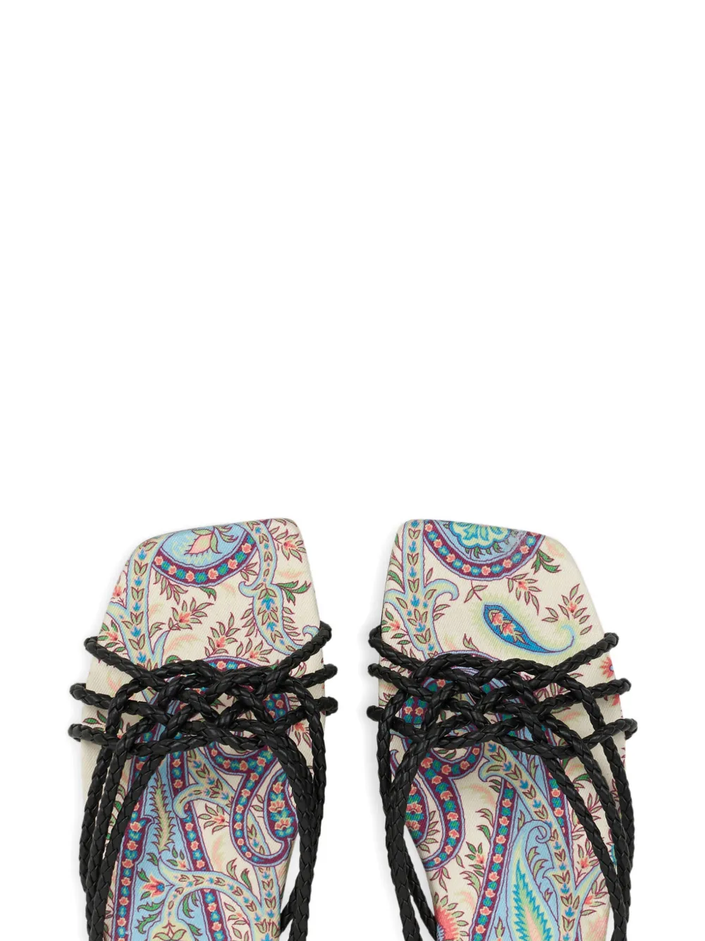 ETRO Geweven leren sandalen met paisley-print Zwart
