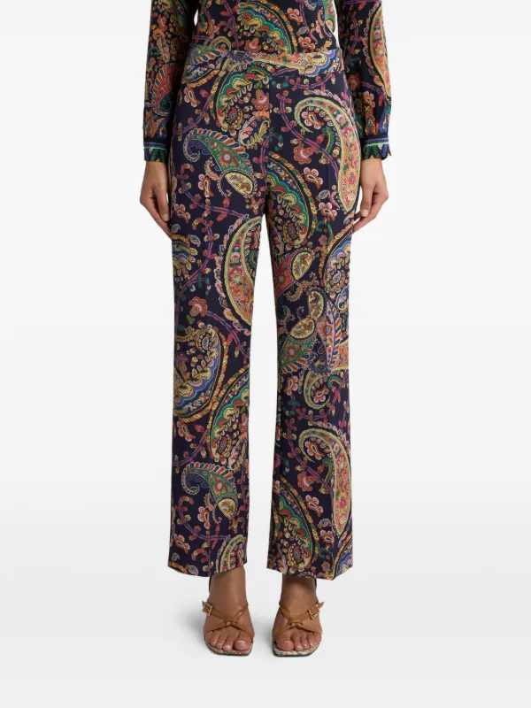 ETRO Stretch Cady Bootscut Trousers With Floral Paisley Motif