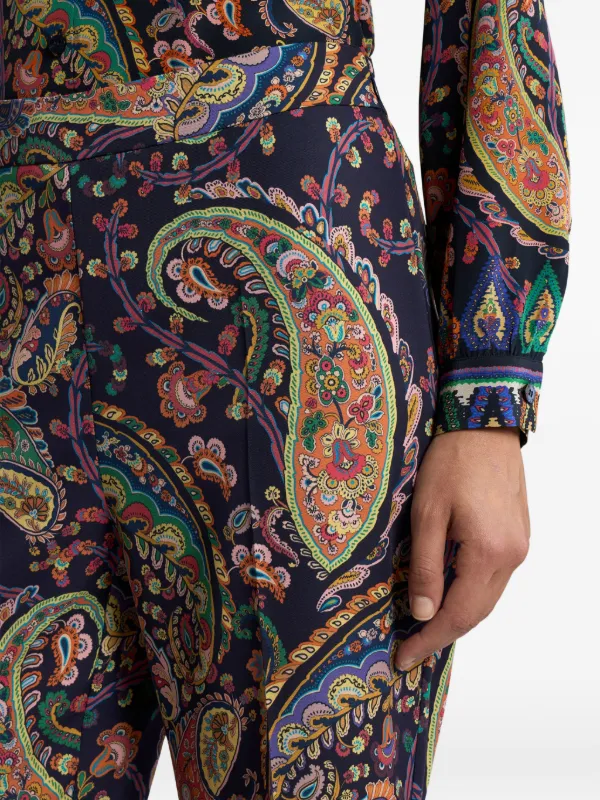ETRO Stretch Cady Bootscut Trousers With Floral Paisley Motif