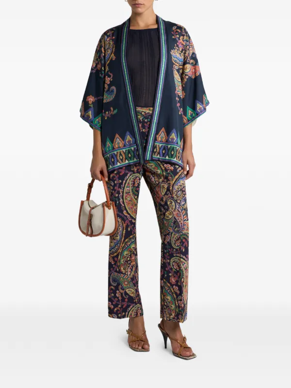ETRO Stretch Cady Bootscut Trousers With Floral Paisley Motif