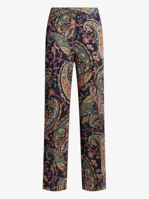 ETRO stretch cady bootcut trousers with floral Paisley motif