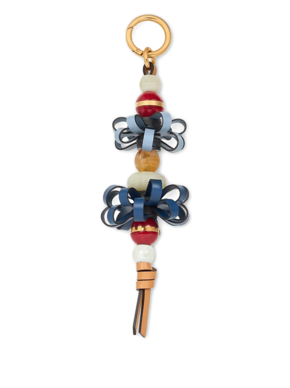 Etro Flowers-motif Marbles Leather Bag Charm In Gold