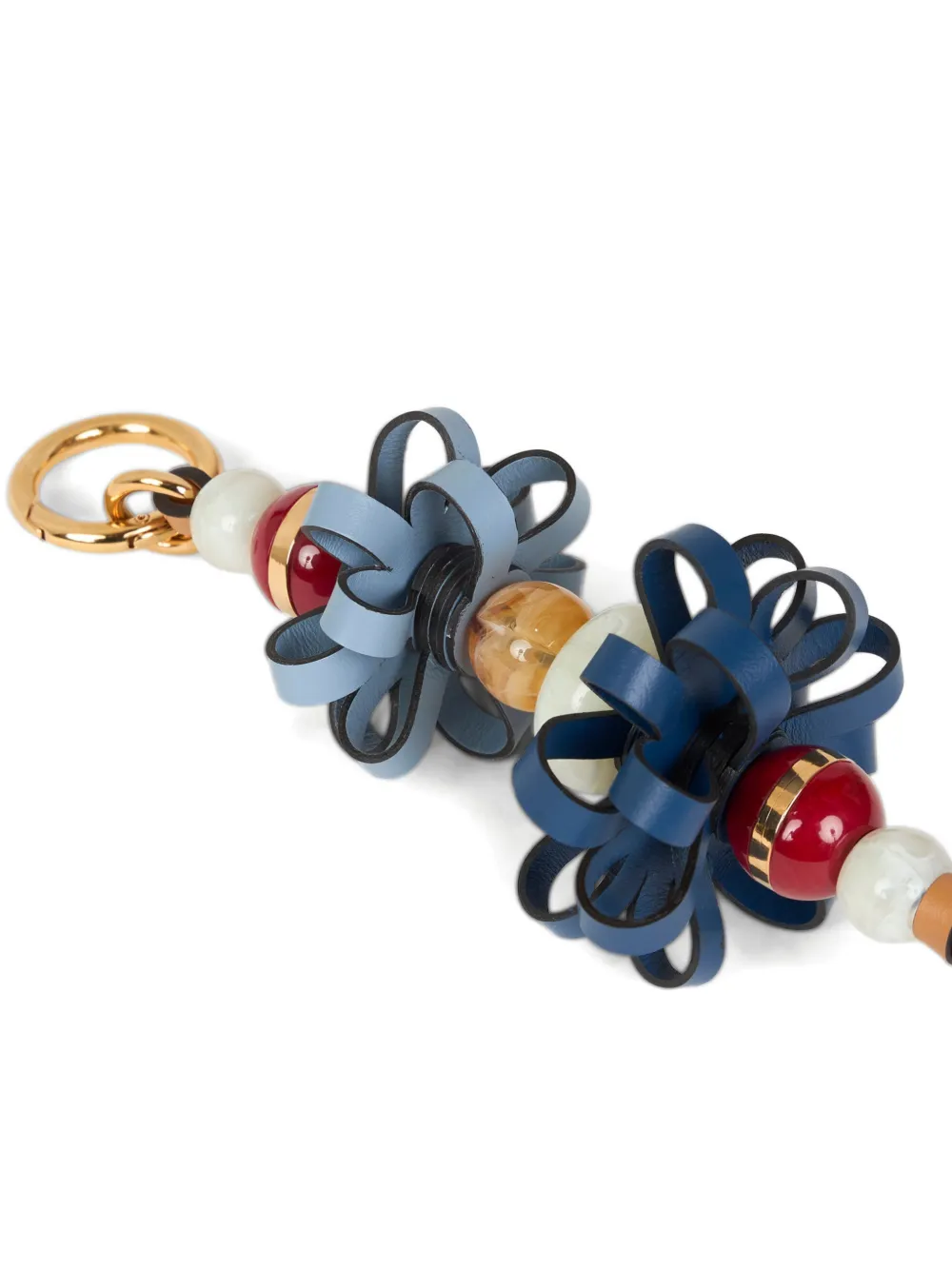 ETRO Leren bedel met bloemen en knikkers Blauw
