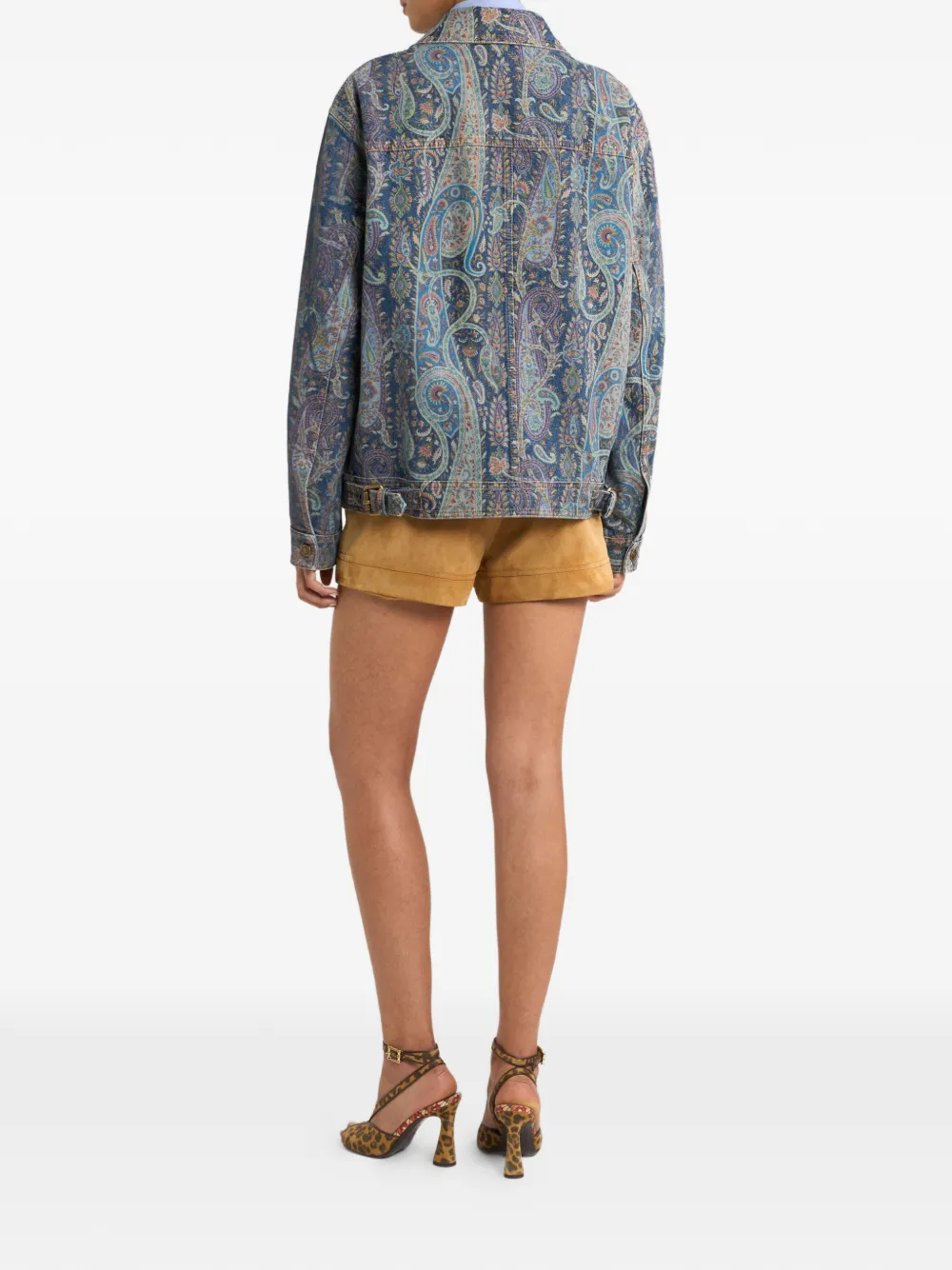  Etro Floral Paisley Denim Jacket - Blue 