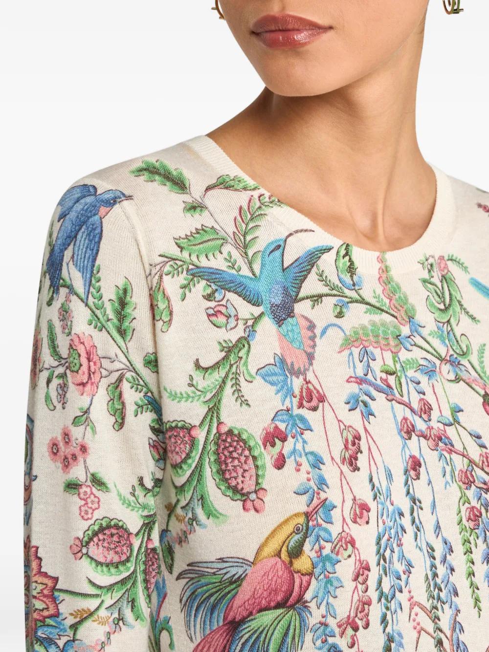 ETRO Zijde en kasjmier trui met bloemen-print Beige