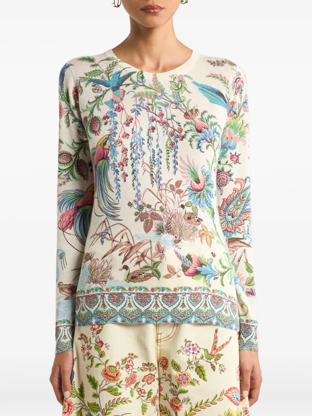  Etro Flora Fauna Motif Top - Neutrals 