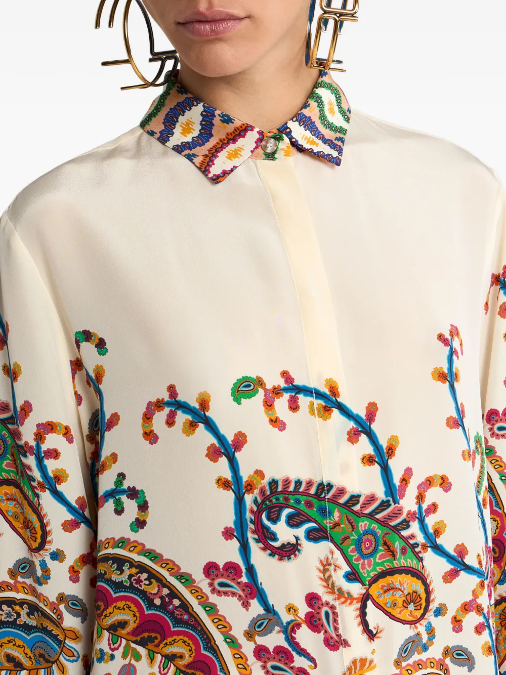 ETRO Zijden maxi-jurk met paisley-print Beige