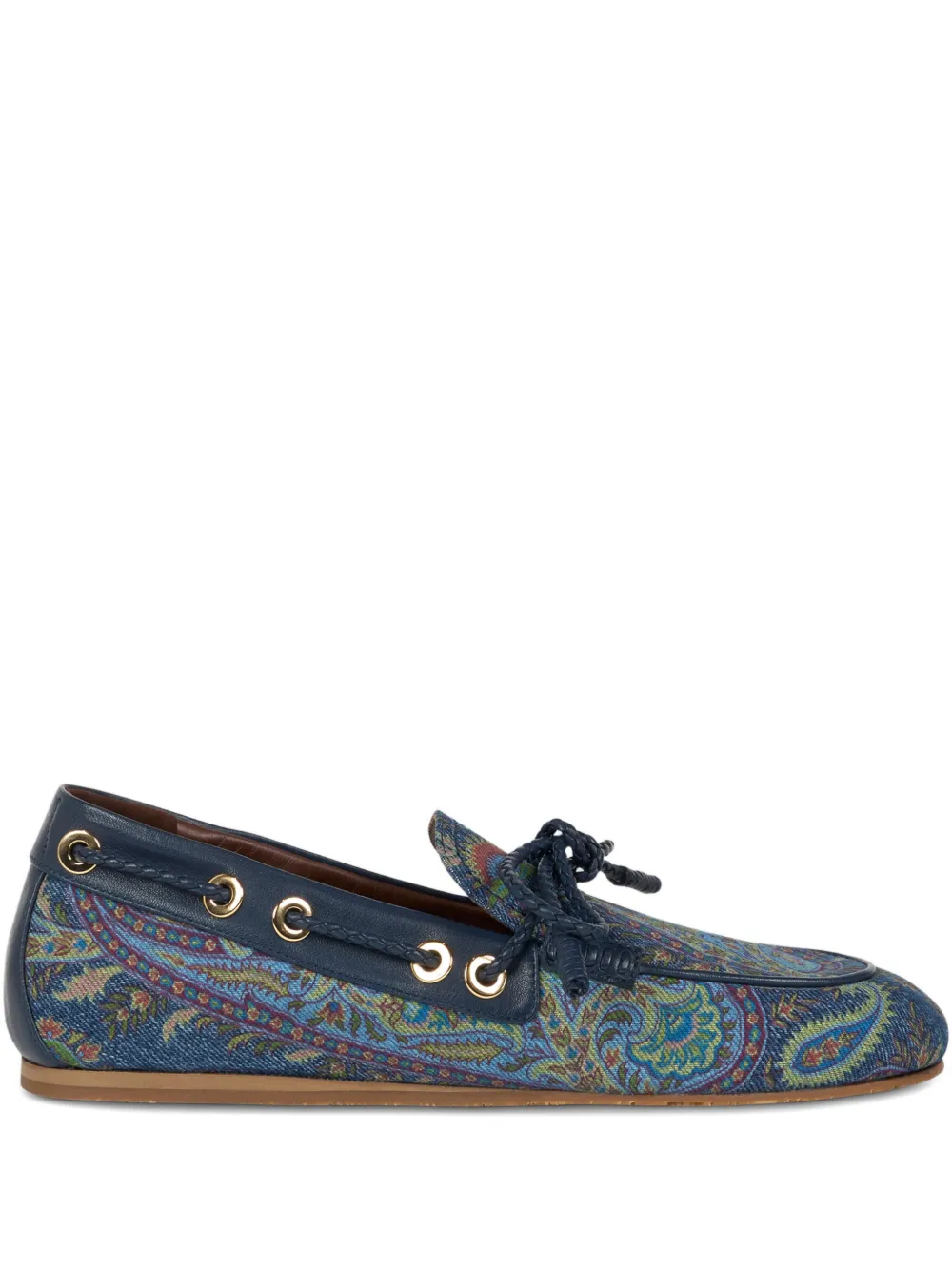 Etro Paisley Denim Loafers In Multi