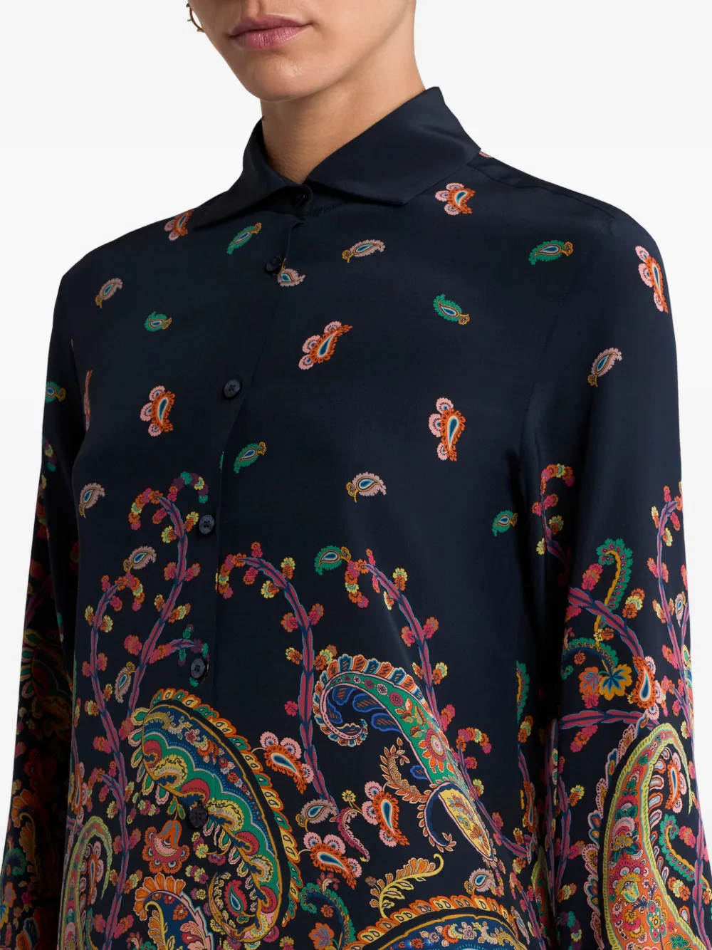 ETRO Zijden blouse met paisley-print Blauw