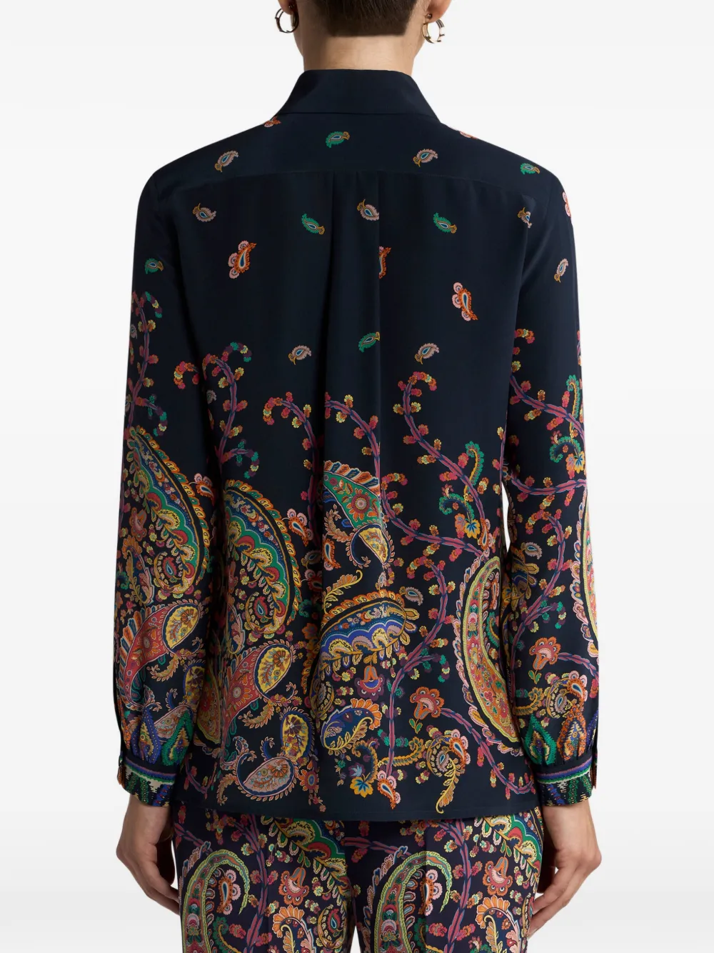 ETRO Zijden blouse met paisley-print Blauw