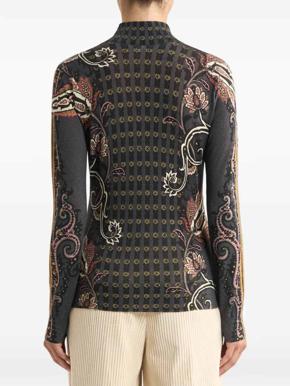 ETRO paisley-motif turtleneck top Zwart