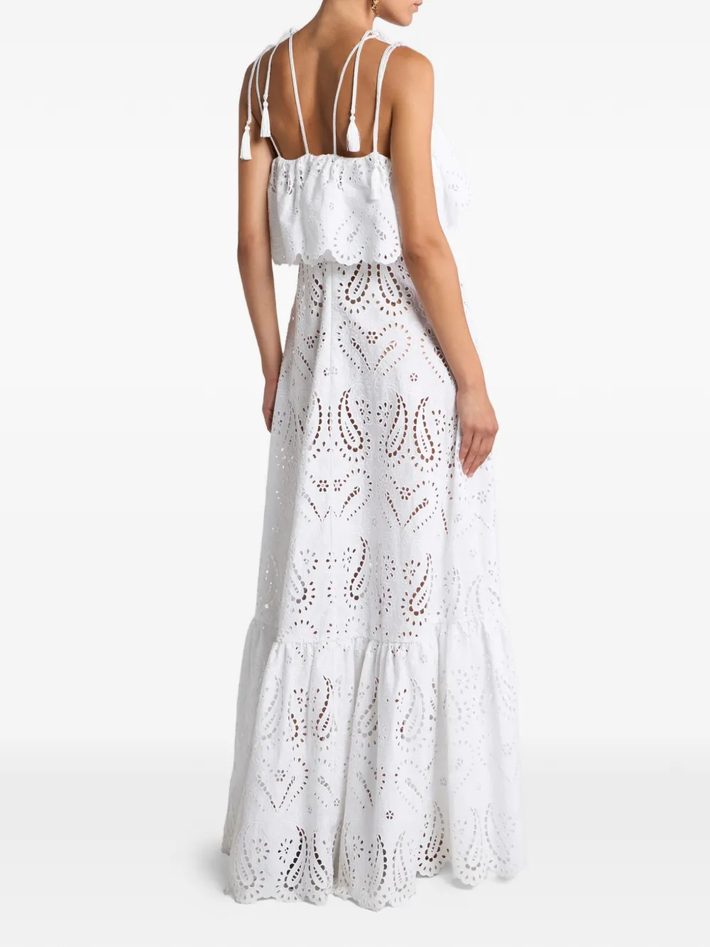 ETRO Broderie anglaise maxi-jurk met kant en harten Wit
