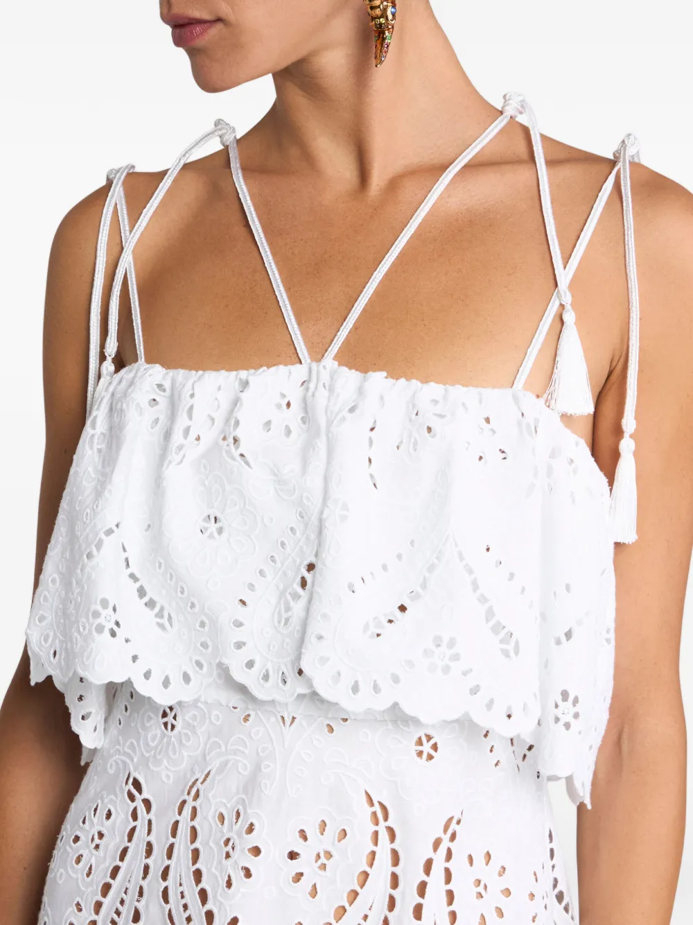 ETRO Broderie anglaise maxi-jurk met kant en harten Wit