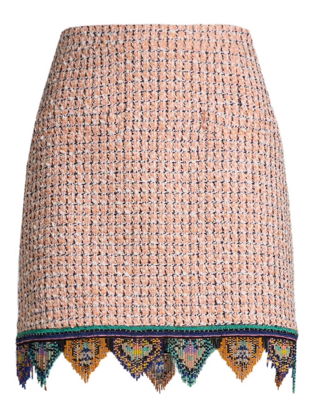 Etro Fringed Tweed Mini Skirt In Neutral