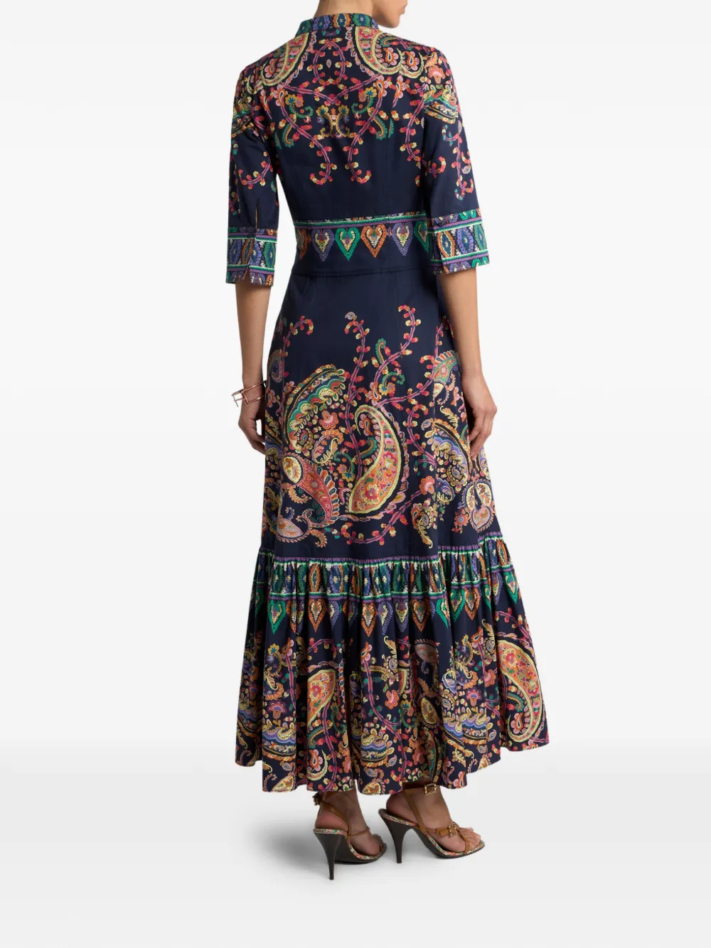 ETRO Katoenen maxi-jurk met paisley-print Blauw