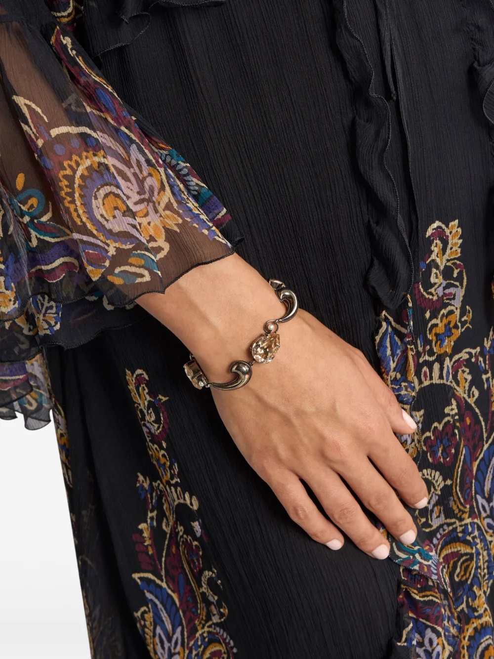 Etro Crystal-embellished Bracelet In Metallic