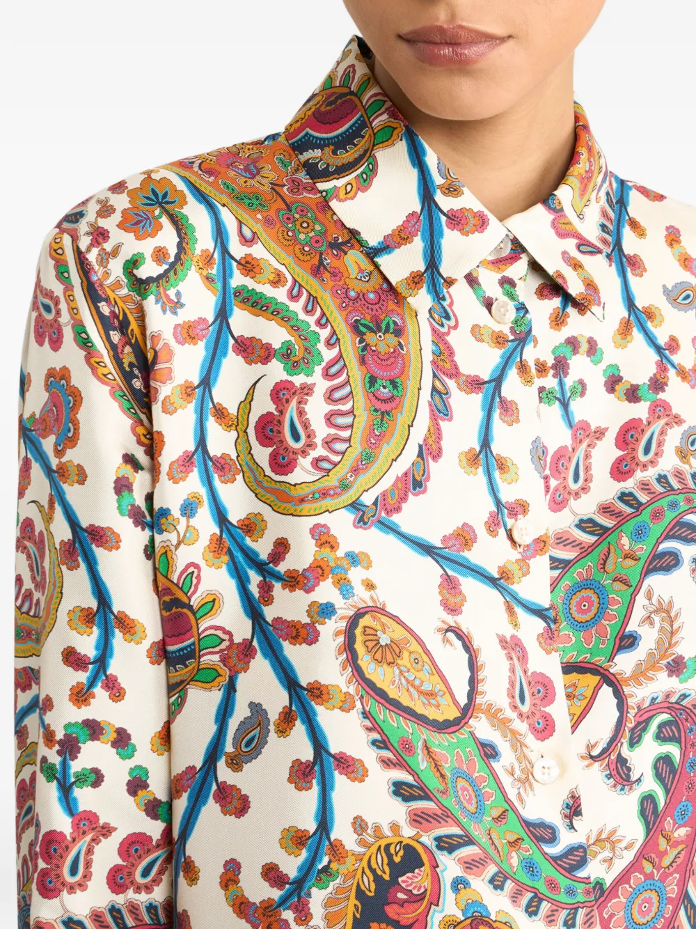 Etro Paisley-print Silk Shirt In White